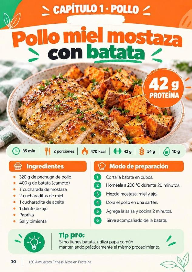 Ejemplo de receta: pollo miel mostaza con batata